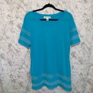 New York Laundry Short Sleeve Tunic Top Bright Blue Woman’s Size Large